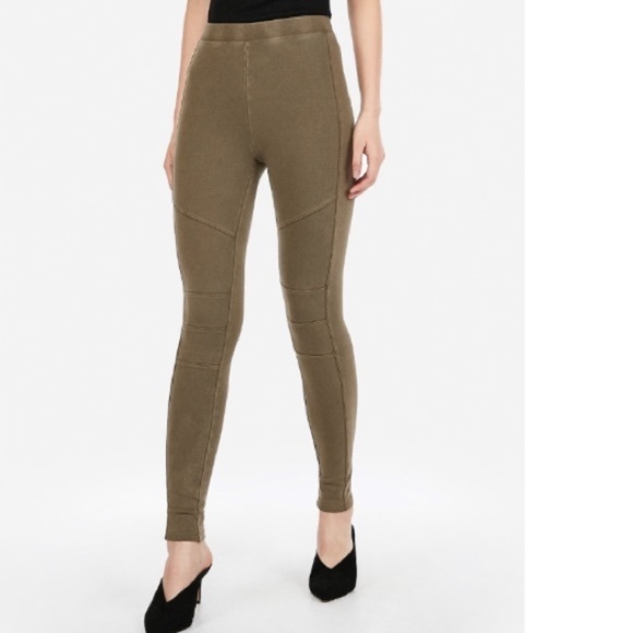 SALE 3️⃣ for $8! 🛍️ XS Olive Mid Rise Ponte Moto Leggings // Express - Picture 1 of 11